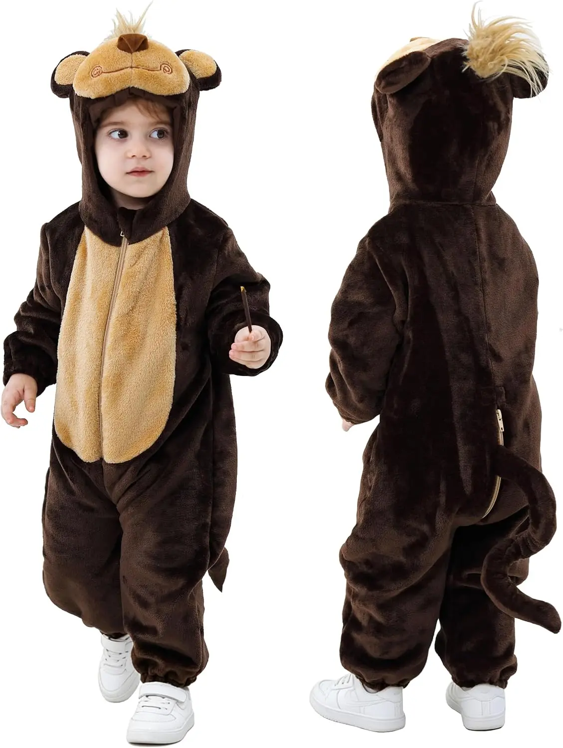 TONWHAR Toddlers Animal Costume Unisex Baby's Warm Halloween Outfits Kids Dress Up Jumpsuits Rompers