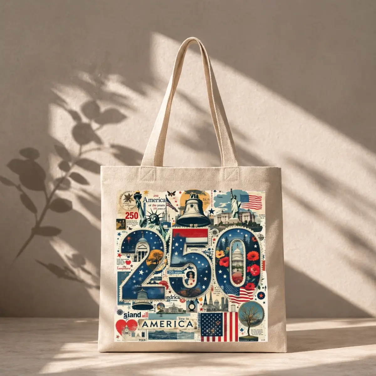 America 250 Years Tote Bag – Patriotic Independence Day Canvas Tote for Women, Vintage USA Freedom Graphic Shopping Bag