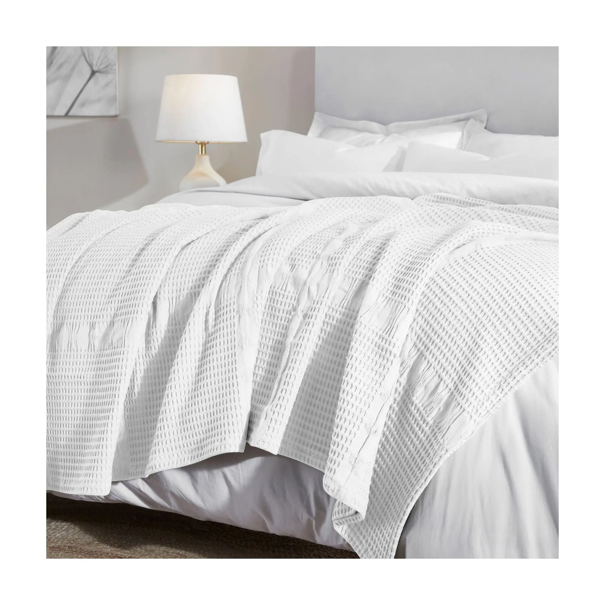 Superior Mai Geometric Waffle Cotton Blanket, Cal King