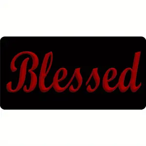 Blessed Red Lettering Aluminum License Plate - Durable, Weather-Resistant, Universal Fit for Vehicles, Trucks, SUVs & RVs, Car Accessory| Stylish Font Design| Aluminum Construction