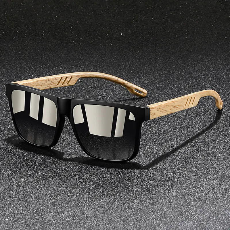 Retro hollowed out square glasses, Fashion glasses, Trendy casual sunglasses, suitable for both men and women, with multi-color lenses, classic imitation wood frame collocation elasticity temple, for daily wear
