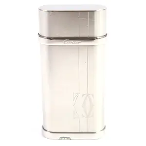 Pre-owned Cartier Sterling Silver 925 (Ag925) Small Leather Goods Oval Godron Logo Roller Gas Lighter Silver