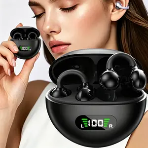 ANKRIYUL Wireless Clip-On Ear Earphones,Bluetooth-compatible Headset with LED Power Display for Running Driving