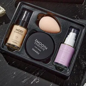 Foundation & Concealer & Loose Powder & Beauty Egg Cosmetic Set, 4 Counts/set Flawless Foundation Concealer Primer Makeup Sponge Kit, Christmas, Christmas Gift, Face Makeup Sets