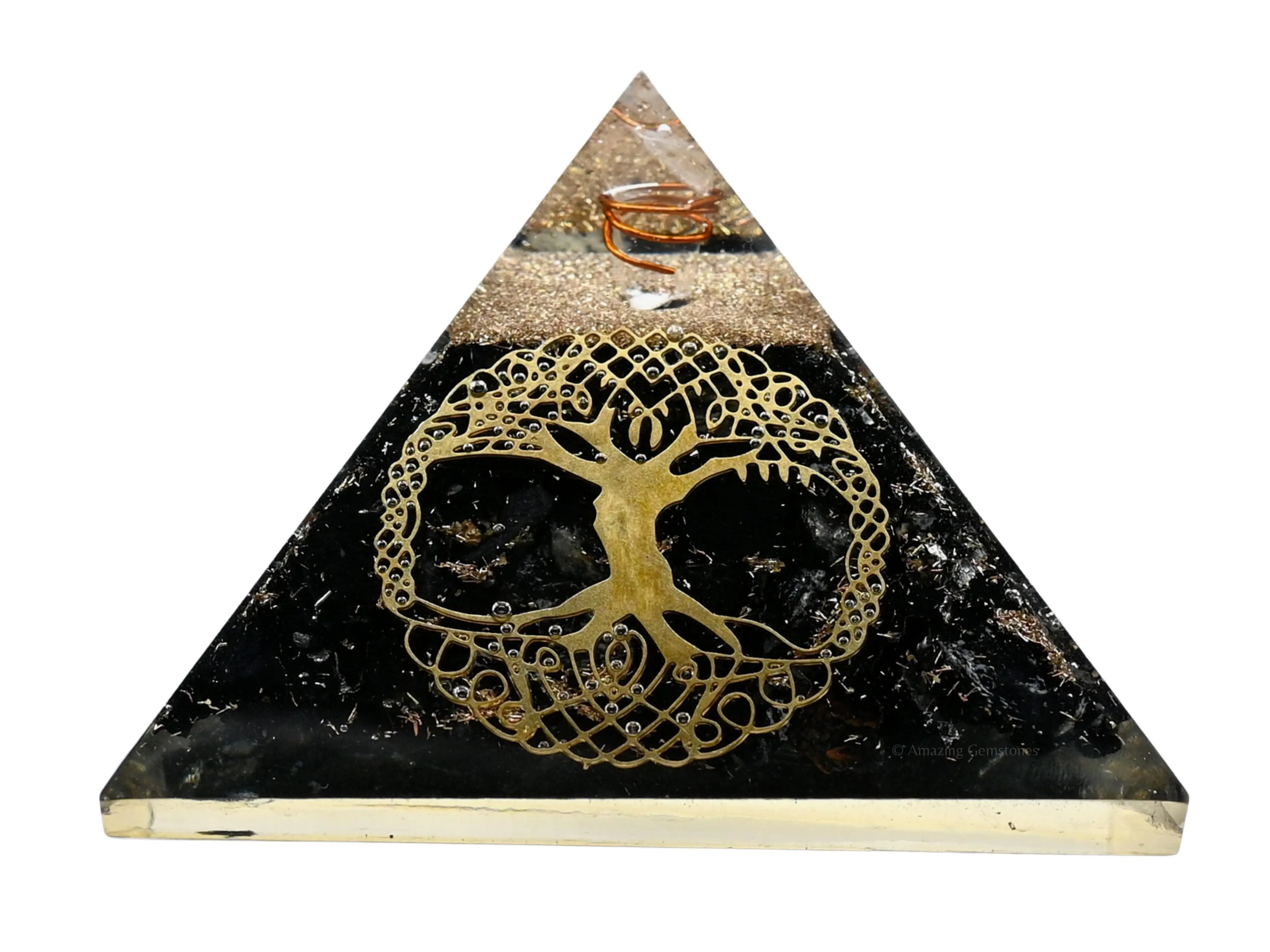 Amazing Gemstone Shungite Orgone Pyramid, Decorative Crystal Home Religious Ornament, Positive Energy Healing Piece