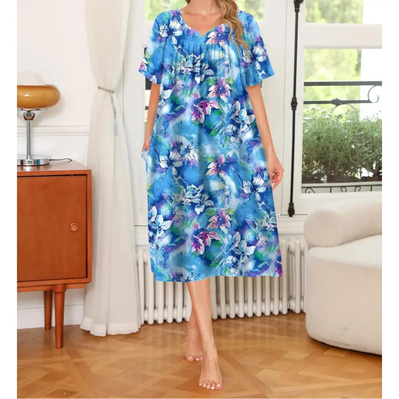 2 Pack House Dresses for Women with Pockets Short Sleeve Moo Moos Floral Print Mumu Dresses 2 Pack House Dresses for Women with Pockets Short Sleeve Moo Moos Floral Print Mumu Dresses
