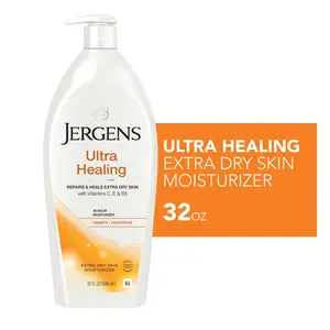 Jergens Ultra Healing Hand and Body Lotion Dry Skin Moisturizer, Vitamins C, E, B5, 32 oz