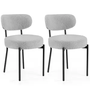 White Seat Cushion Black Steel Frame Comfort Dining Room Chair with Upholstered Backrest for Dining Room Bedroom，2 Pack，Gray