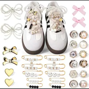 30 Pcs Shoe Charms for Sneakers, Bags, Socks & Jewelry - Includes Bows, Clips & Accessories for Footwear Comfort Decor Bridal Laces Bedroom Casual
