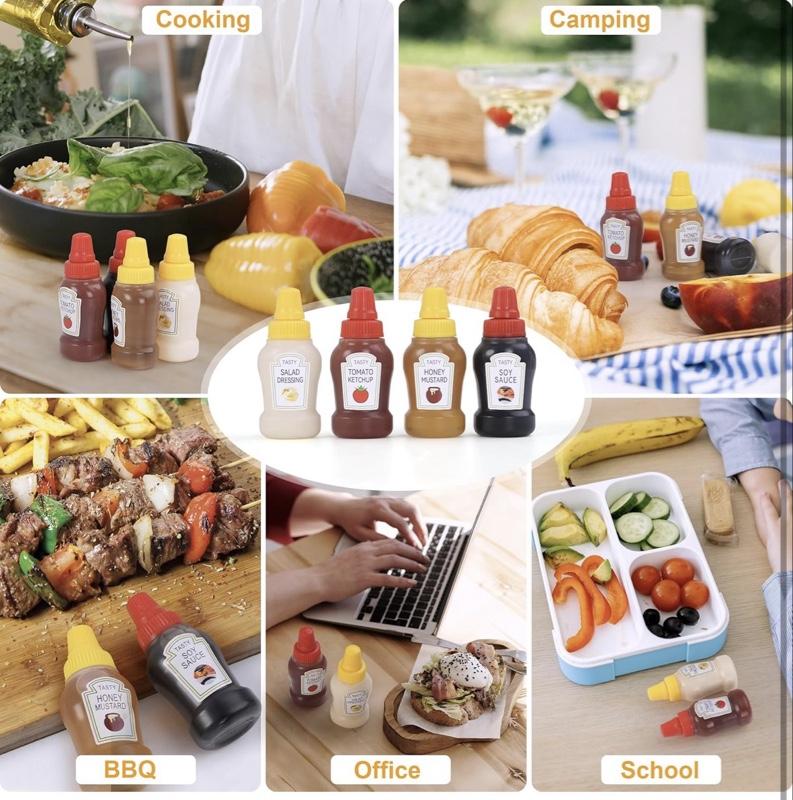 12Pcs Mini Ketchup Bottles, Portable Mini Squeeze Bottle, Mini Sauce Condiment Bottles and Dressing to Go for Lunch(25ml/0.88oz)