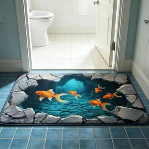 Creative 3D Fish Carpet, Anti-Slip Absorbent Rug for Bedroom Living Room Bathroom, High Stretch Quick Dry, Easy Care