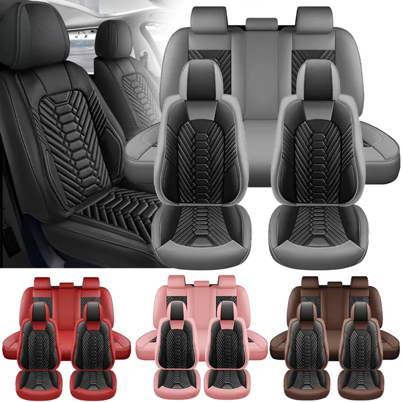 Premium Leatherette For for Nissan Rogue 2008-2024 2025 2026 ,for Nissan Frontier/Altima/Sentra/Kicks/LEAF,Waterproof Car Seat Cover For 5 Seats Full Set, PU Leather Anti-Scratch Front Rear Seat Protector,Car Interior Decoration