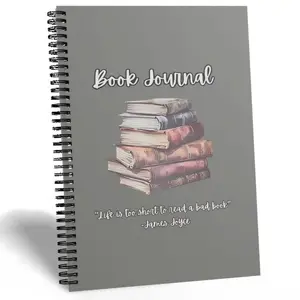 Book Journal, 1 Count Reading Notebook, Portable Notebook, Spiral Reading Journal for Home Dormitory Office School Use, Soft Cover Notebook