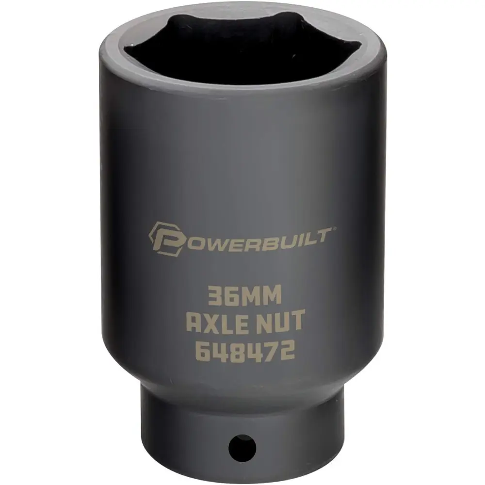 1/2-inch Drive Axle Nut Socket, 36mm 6 Point Extra Deep, Remove Front Wheel Drive Axle Shaft Nuts, Pin Hole-648472, Black