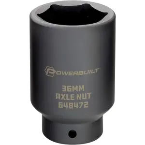 1/2-inch Drive Axle Nut Socket, 36mm 6 Point Extra Deep, Remove Front Wheel Drive Axle Shaft Nuts, Pin Hole-648472, Black