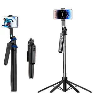 Selfie Stick 1800mm Wireless Bluetooth Extended Tripod with Remote Shutter for Android IOS Cellphone Optional Light, Portable