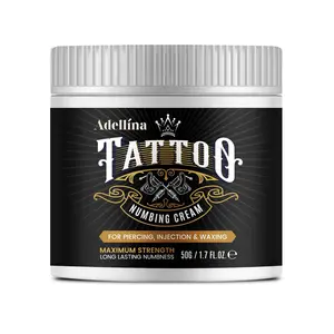 Adellina Extra Strength Tattoo Numbing Cream 5% Lidocaine for Painless Tattoos Piercings Microblading Safe All Skin Types 1.7 oz