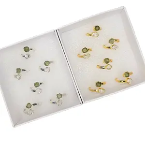 Herkimer Diamond and Moldavite Ring Herkimer Diamond and Moldavite Ring