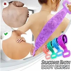 2-in-1 Bath Brush & Towel - Back Cleansing Brush with Hook, Body Massager & Scrubber, Shower Extension for Gentle Exfoliation, Unisex Design, Exfoliating Back Scrub