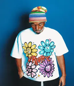 Euphoric Expression Graphic Tee, Trendy Casual White Cotton T-Shirt for Men Women