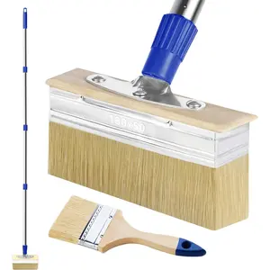 7" Deck Stain Brush Applicator with 60" Long Handle, 3" Paint Brush Included for Woodstains, Oils, Decking, Deck Stains, Deck Coatings, Fence Wall Furniture Paints