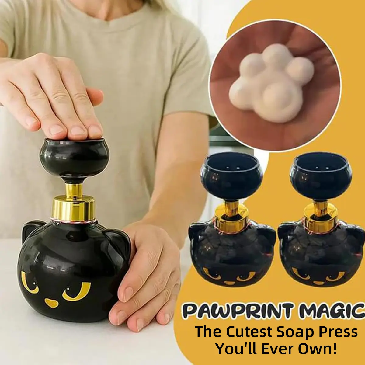 Cute Cat Paw Foam Soap Dispenser, Halloween Cat Lover Gift, Refillable Foaming Hand Soap Pump Bottle, Paw Shaped Foam Maker for Bathroom Kitchen Sink, Fun Spooky Home Decor, Unique Fall Holiday Gift