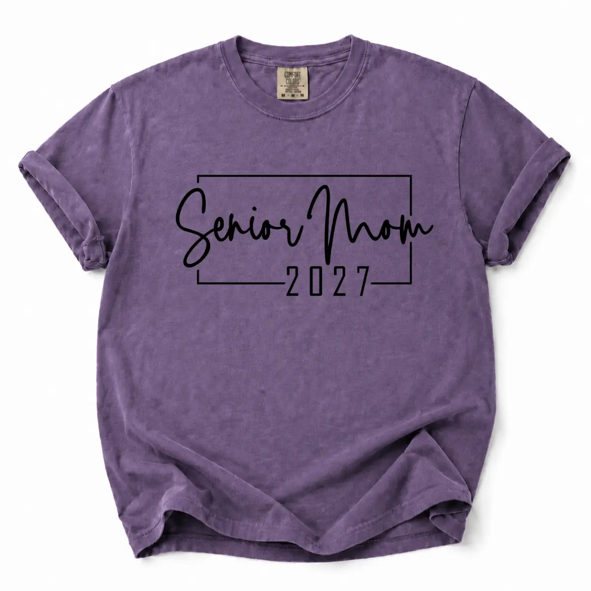 Graduation Mom Comfort Colors T-Shirt - Senior Mom 2027 Typography Graphic, Great Gift for Moms of Graduating Seniors, Comfortable Vintage Unisex Tee
