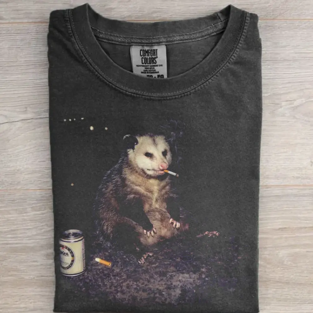 Smoking Possum Meme Shirt, Vintage Drunk Possum Shirt, Gen Z Joke Shirt, Stupid Brainrot Gift, Sarcastic Meme TShirt, Possum Lover Gift