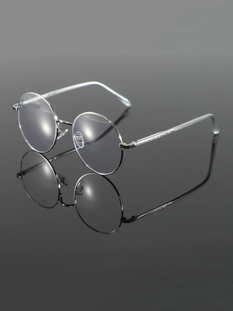 Men's Metal Vintage Round Frame Glasses, Stainless Steel Material, Unisex Fashion Eyewear for College Daily Commute Use, Round Frame Eyeglasses