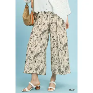 Umgee Two Tone Floral Print Pants