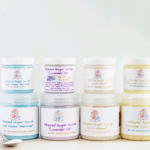 Whipped Sugar Scrubs Cleanse and Exfoliate Body Care Cleansing Scent Kaolin Clay Soft Skin Moisture Sugars Jojoba Glycerin Exfoliant body scrub