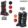 CELNEPHO Womens Platform Slouchy Boots Knee High Fold Over Boot Round Toe Chunky Heels Detachable Snap Off Panel Metallic Button Comfy Long Tall Easy Pull on Outings Streetwear Events Work Casual Wear Gift Party Combat Dressy Trendy Fall Fashion Shoes