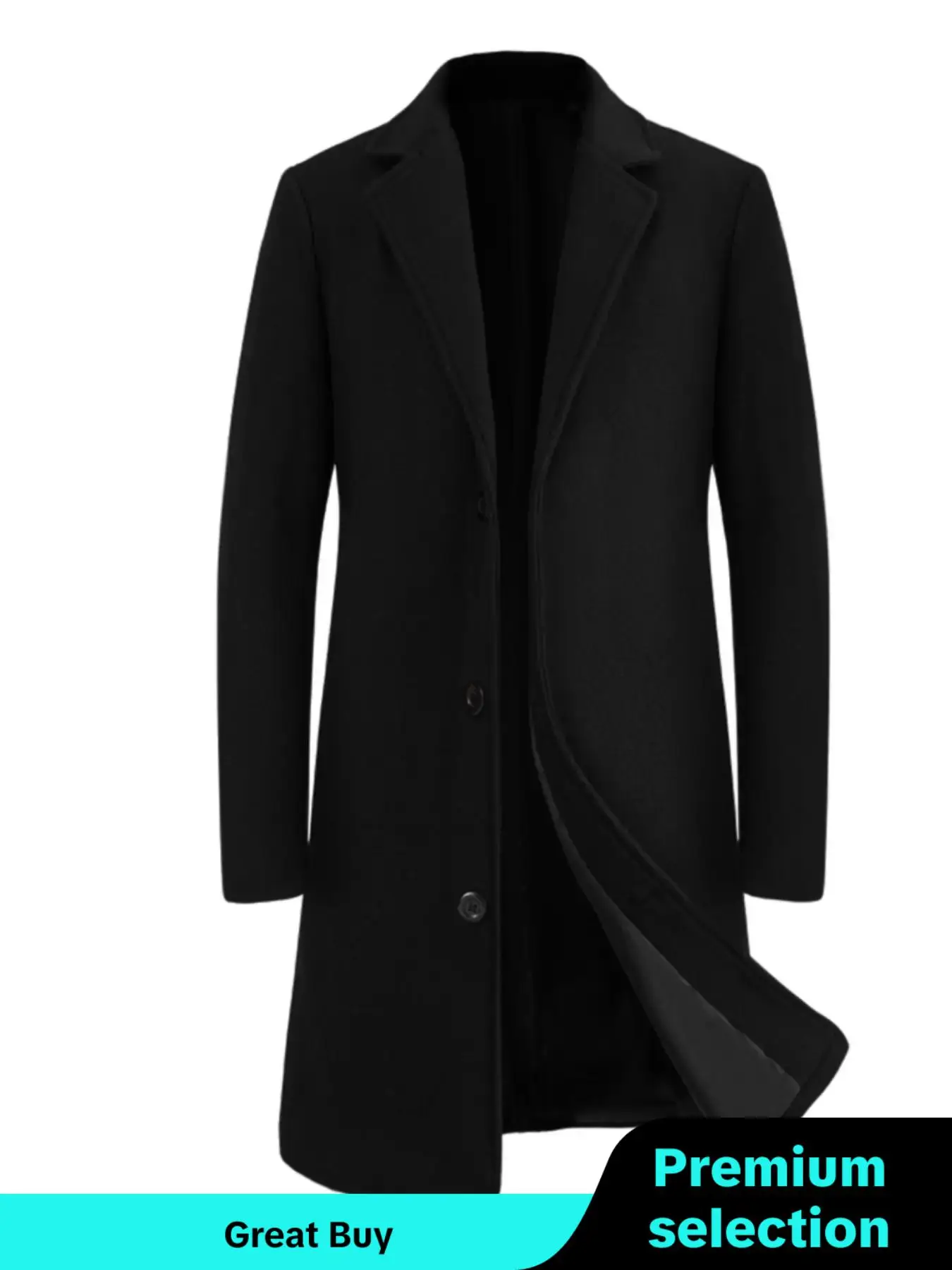 Men's Solid Lapel Neck Single Breasted Coat Jacket, Regular Fit Button Front Outerwear for Daily Outdoor Life, Winter Coats 2024, Men's Clothing for F