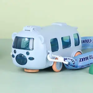 500ML Kids Toy Car Sippy Cup Children's Bus Water Bottle with Straw for Boys Girls School Home - Tumbler, Drinkware