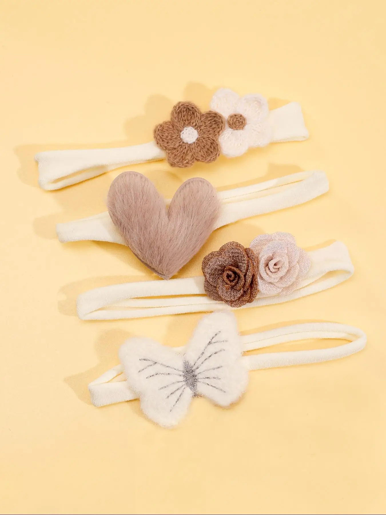 Cute Flower & Butterfly & Heart Decor Hair Bands Set, Soft Comfortable Hair Band for Baby Girls, Fashionable Hair Accessories for Infant Toddler Kids