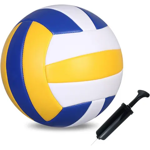 Official Size 5 Volleyballs- PU Leather Indoor Outdoor Soft Touch Recreational Volleyballs for Beach Play, Game,Gym,Training -Includes Ball Pump