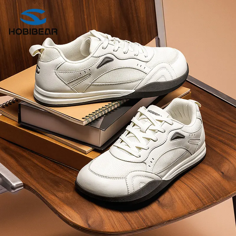 HOBIBEAR Wide Toe Shoes Unisex Casual Shoes Breathable Mesh Synthetic Leather Sneakers Rubber Sole Everyday Walking Shoes