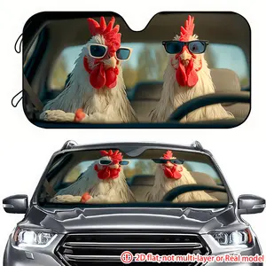 Rooster car sun visor with sunglasses in 1pc, 2D high-definition printing. The car sun visor effectively blocks sunlight and is suitable for SUV, truck, and General Motors front windshield decoration