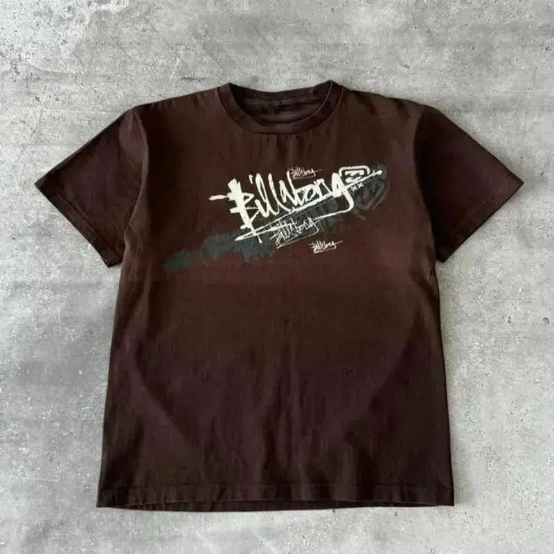 Billabong Vintage 2000s Y2k Streetwear T-Shirt, Unisex Crewneck with Surf Brown Graphic Logo Tee