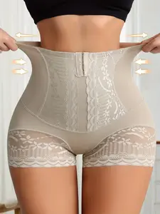1 Count Women‘s High Waist Lace Breathable Lightweight Shaper Shorts, Buckle Fixed Shapewear Briefs, Butt Lifting & Tummy Control Body Shaping Bottoms, Comfortable Firm Control Panties, Perfect for Daily Wear, Everyday & Office Use