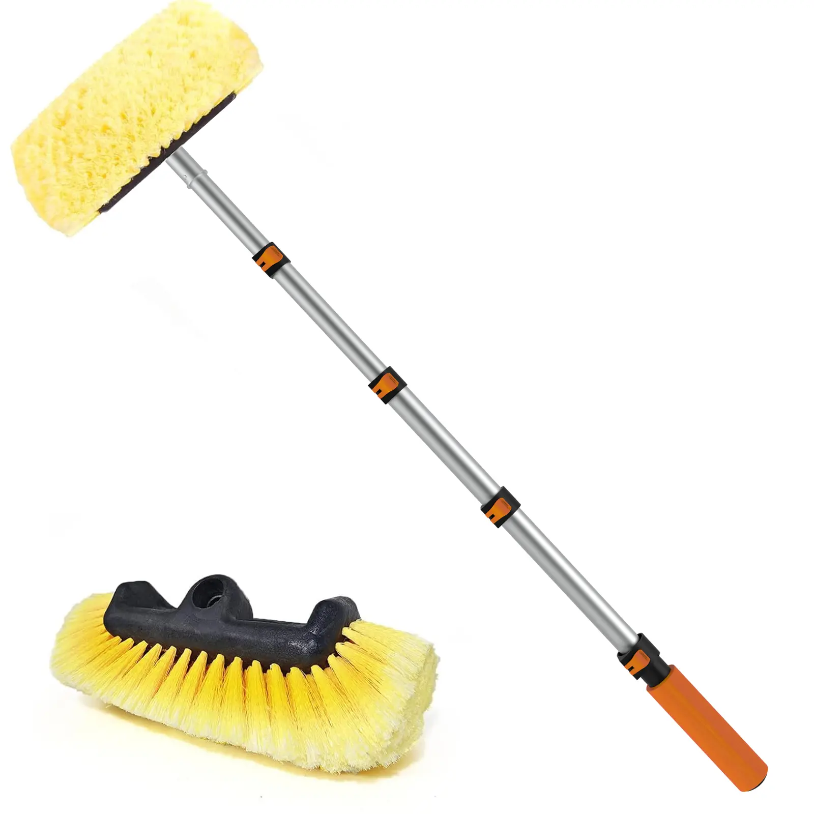 Telescopic Car Wash Brush with Long Handle, 12-Inch Soft Bristle Car Cleaning Brush for Cleaning Car, RV, Truck, Boat, Solar Panels