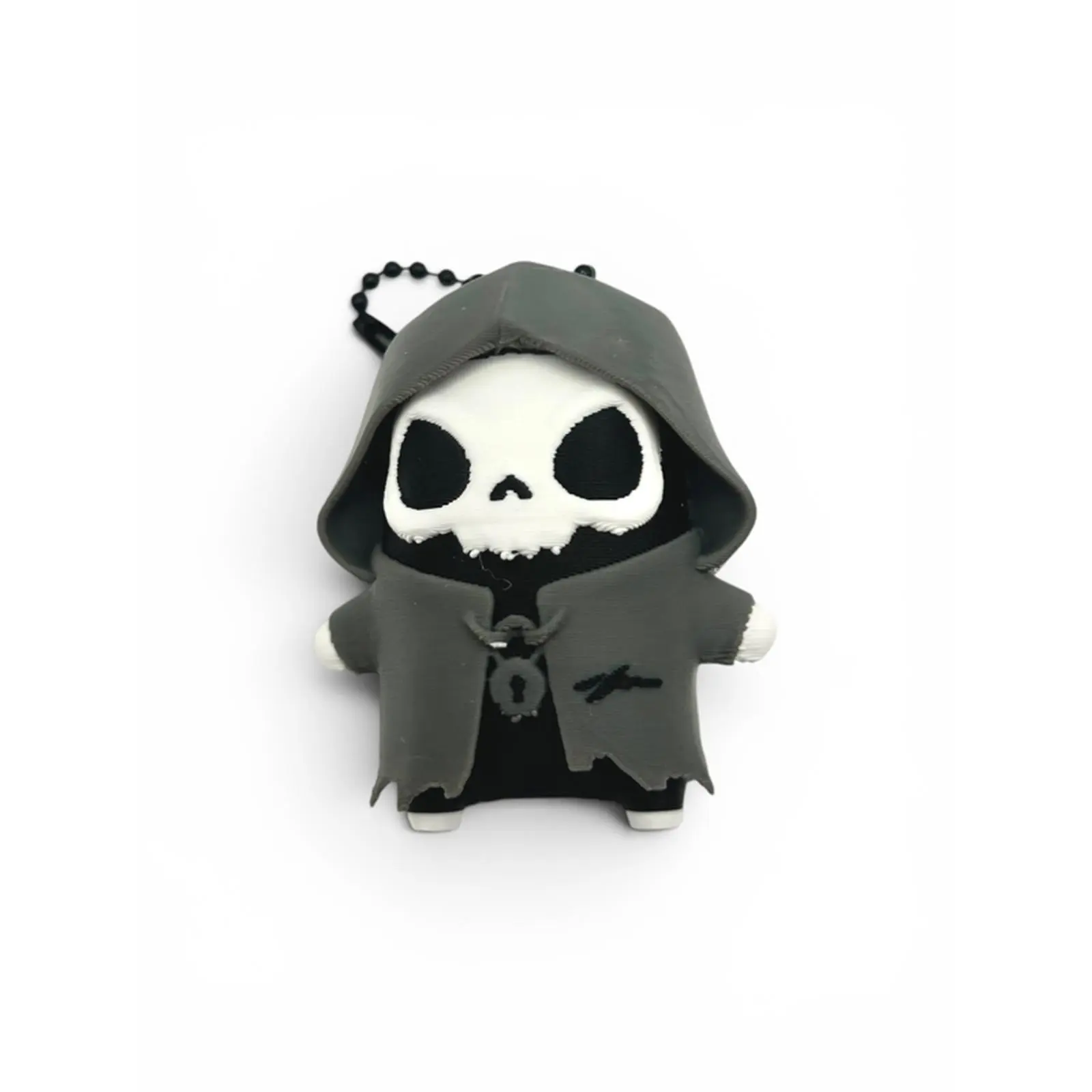 GrimReaper Sprite 3D Printed Keychain Bag Tag - Unique Design with Hooded Figure and Skull Face
