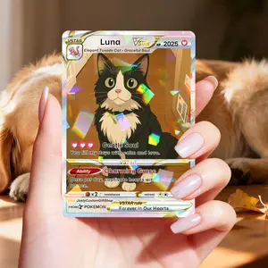 Custom Pet Pokemon Card Personalized Dog Cat Portrait, Anime Style Card, Pet memorial, Pet Gift, Dog Gift, Cat Gift, Pet Lover Gift Unique Gift for Boyfriend Husband or Loved Ones