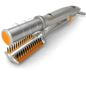 CESTVEEL 2-in-1 Fast Heating Electric Hair Straightening Iron & Rotating Roller Curling Wand - 3 Temp. Settings, Even Heat, Auto-Off Function for Hair Styling