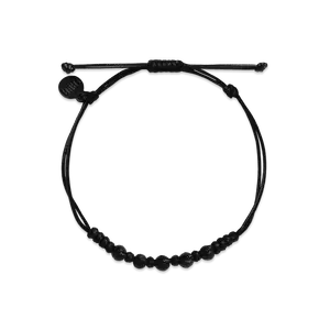 Black Lava Braided Bead Pull String Bracelet - BLV-STR7