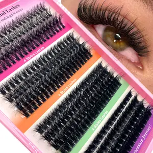 Mikiwi 308Pcs Fluffy & Volume Mixed False Eyelashes Set 40D 60D 80D 100D Mixed Length Wispy Faux Cluster Lash Extensions D curl Segmented lashes Clusters Individual Eyelash Extension DIY Natural Dramatic Look Reusable Lightweight Cosmetic