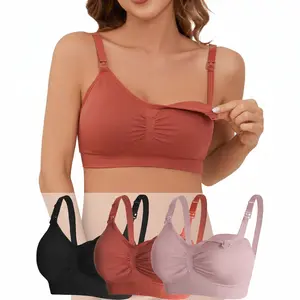 Women's Seamless Wireless Maternity Solid Bra - Soft, Breathable, Full Coverage Underwear for Pregnant Moms, Ideal for Breastfeeding