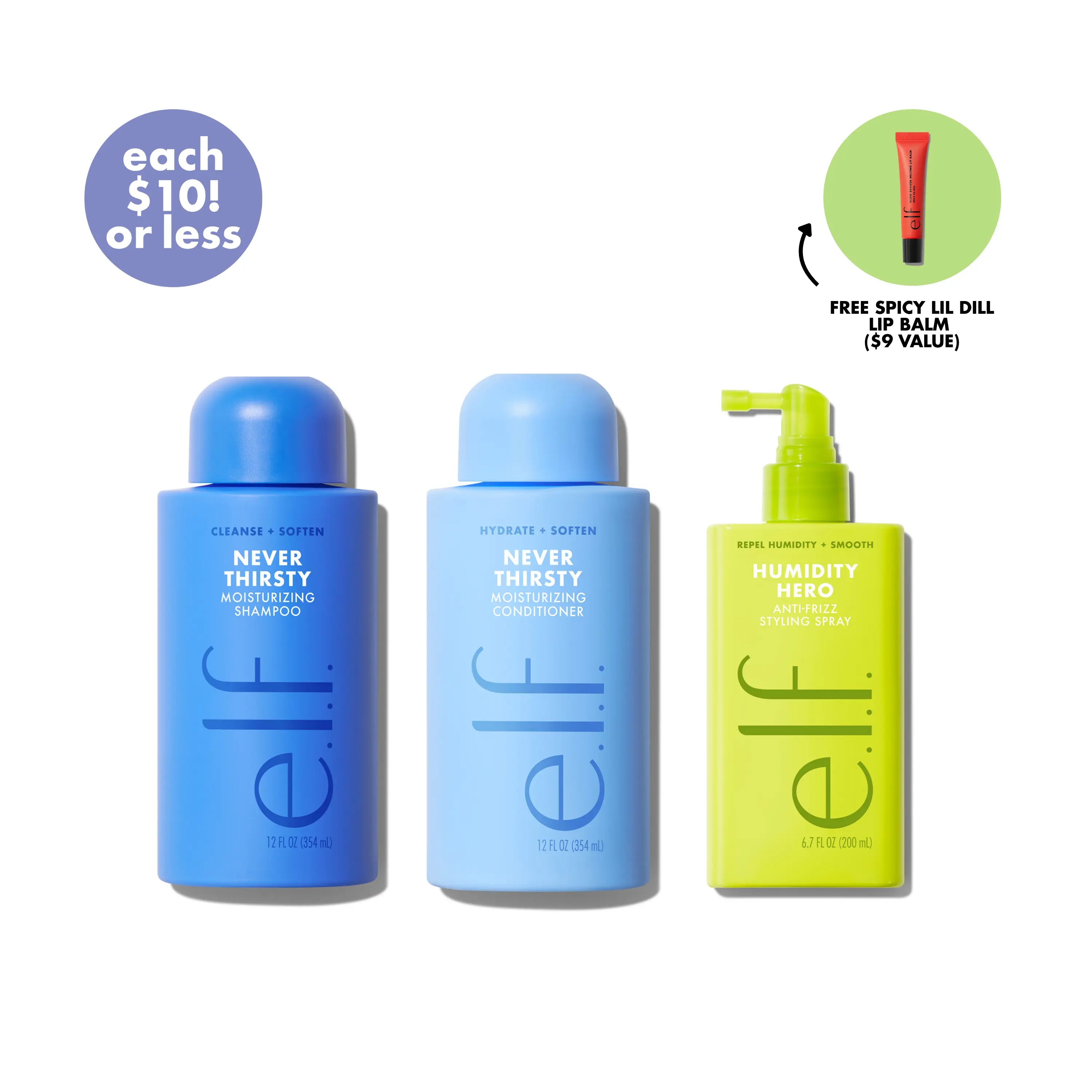 Frizz To Rizz Haircare Trio: Hydrate + Smooth + Repel Frizz For Every Hair Type (Shampoo + Conditioner + Anti-Frizz Styling Spray)