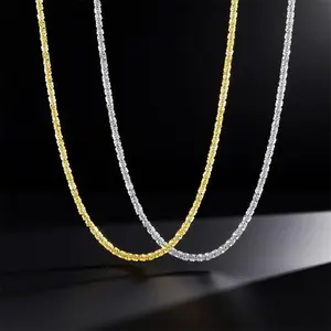 AELNEN S925 Silver Hypoallergenic Minimalist Threaded Necklace for Women, Gold & Silver Choices, Suitable for Daily Wear Vacation Party Gifting Style Diamond Pave Setting