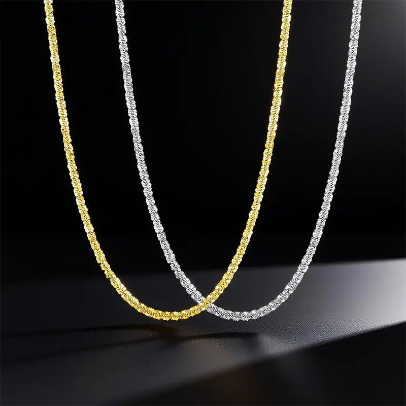 AELNEN Women's S925 Silver Hypoallergenic Minimalist Threaded Necklace - Gold & Silver Options, Gold Aesthetic, Diamond Pave Setting, All-Season Daily Wear & Gifting Accessory, Stylish Accessories, All Seasons
